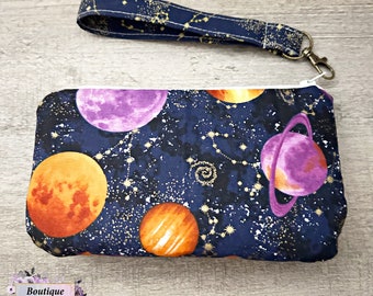 Ladies' Wristlet, Triple Wristlet, Galaxy, ID Holder, Zippered Pouch, Lanyard, Wristlet Purse, Wallet, Pouch, Zipper Pouch, Mini Purse