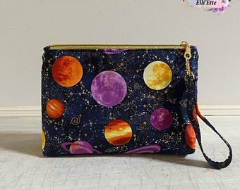 Ladies' Wristlet, Mini Purse,  ID Holder, Zippered Pouch, Lanyard, Wristlet Purse, Wallet, Pouch, Space, Galaxy