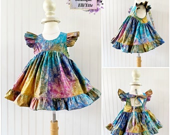 Girls Ready to Ship 2t Dress, Rainbow Gradient, Flutter Dress, Ready to Ship, 2t, Toddler Dress