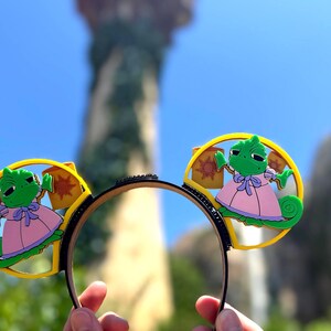 Pascal in a Pretty Pink Dress. Rapunzel-Inspired Mouse Ears
