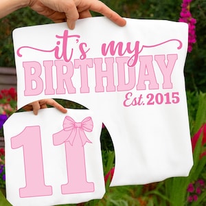 11th birthday shirt, 11th birthday shirt for girls, Eleven Birthday Bow Shirt, It's My 11th Birthday Shirt, Pink Bow Coquette Bow Birthday