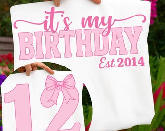 Coquette Bow 12th Birthday PNG, Girl Birthday Shirt, Cute Birthday shirt, 12th birthday shirt for girls, Happy Birthday Svg, Birthday Gifts