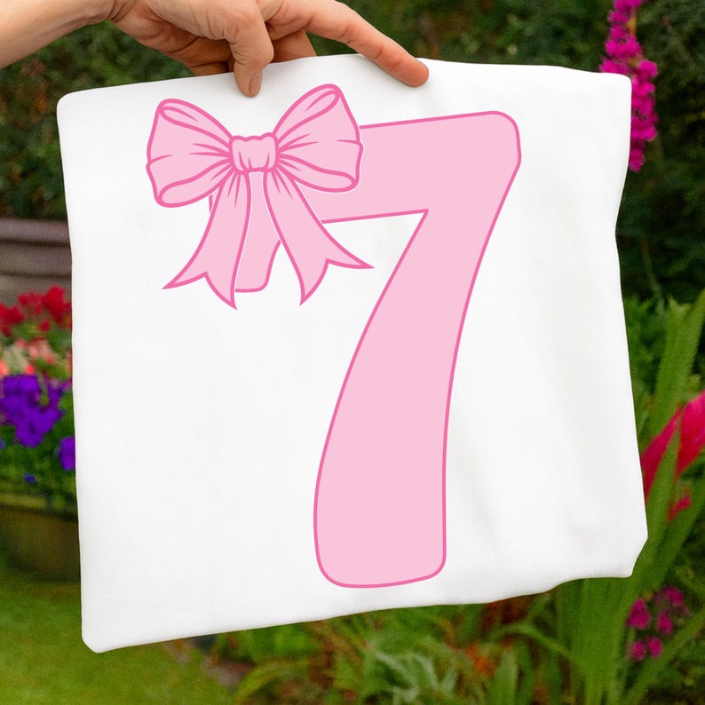Coquette Bow 7th Birthday PNG SVG, It's My 7th Birthday PNG, Preppy Coquette Bow Birthday, Est. 2019, Front & Back Digital Design for Girls image 2