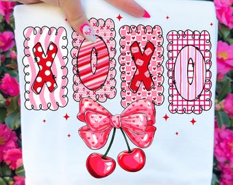 Preppy XOXO Valentine PNG | Pink Red Heart Coquette Design | Trendy Valentine's Day Png | Coquette Valentine Png | Pink Valentine Png