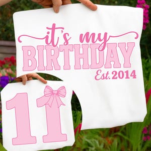 11th birthday shirt, 11th birthday shirt for girls, Eleven Birthday Bow Shirt, It&#39;s My 11th Birthday Shirt, Pink Bow Coquette Bow Birthday