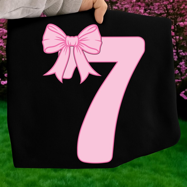 Coquette Bow 7th Birthday PNG SVG, It's My 7th Birthday PNG, Preppy Coquette Bow Birthday, Est. 2019, Front & Back Digital Design for Girls image 5