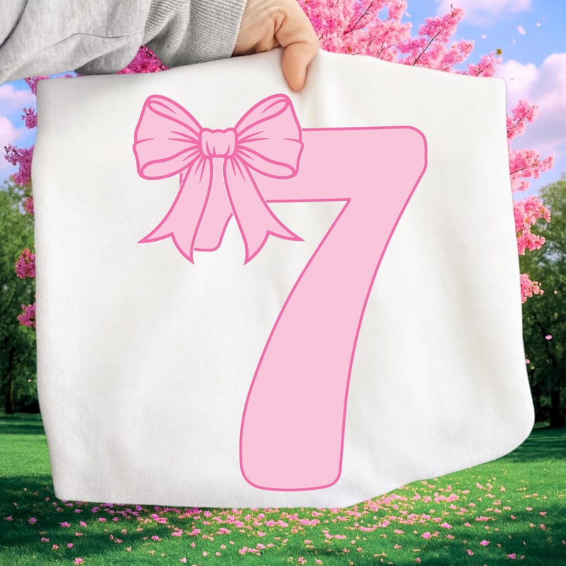 Coquette Bow 7th Birthday PNG SVG, It's My 7th Birthday PNG, Preppy Coquette Bow Birthday, Est. 2019, Front & Back Digital Design for Girls image 8