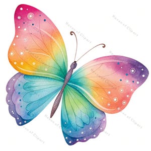 12 cliparts papillon aquarelle arc-en-ciel PNG/JPG • Illustration d'ailes colorées • Téléchargement numérique pour travaux manuels, autocollants et décoration de chambre d'enfant