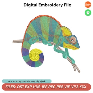 Chameleon Embroidery File, Chameleon Stitch, Digital Stitch, Animal Embroidery, Digital Download