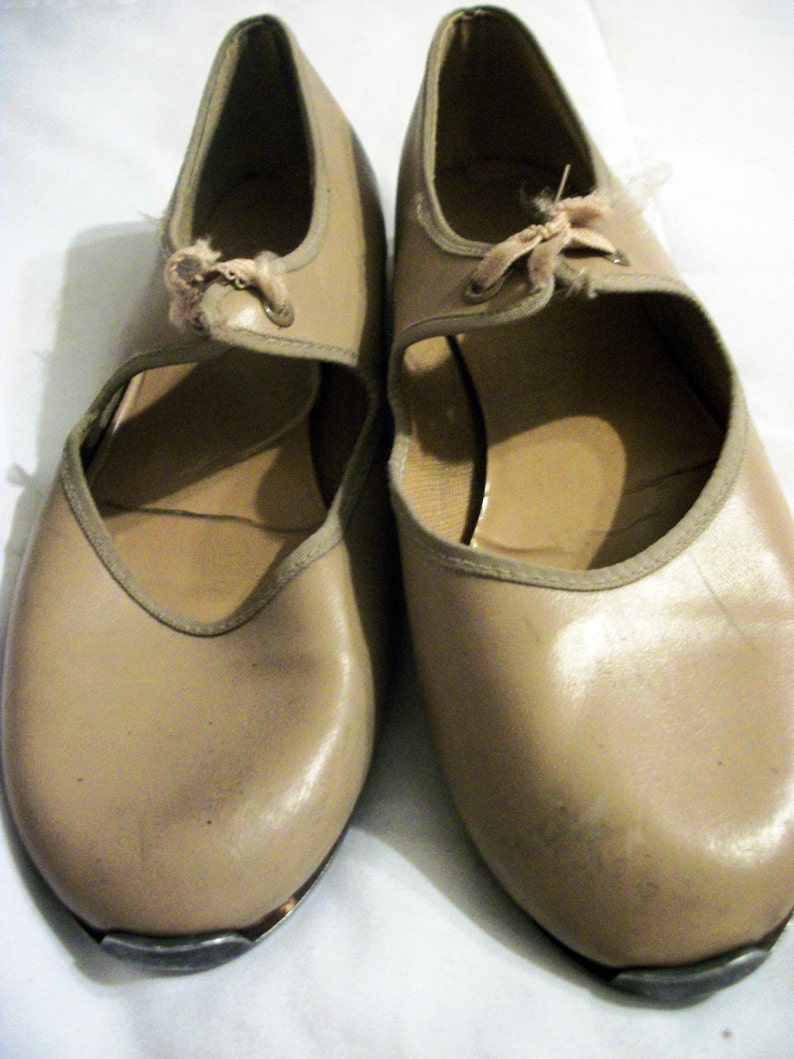 Vintage kids tan tap shoes Etsy