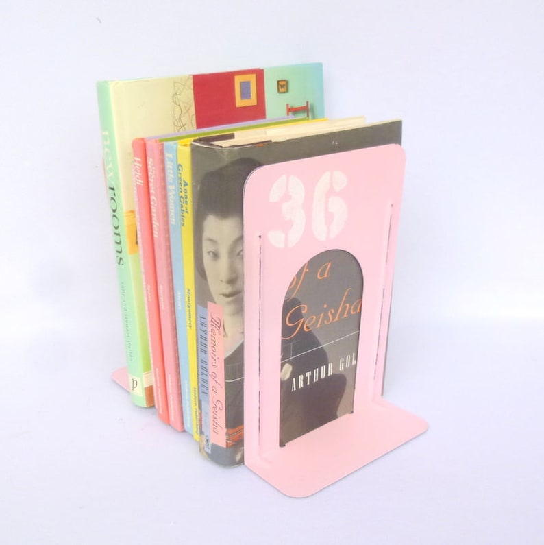 Up Cycled INDUSTRIAL PINK BOOKENDS Etsy