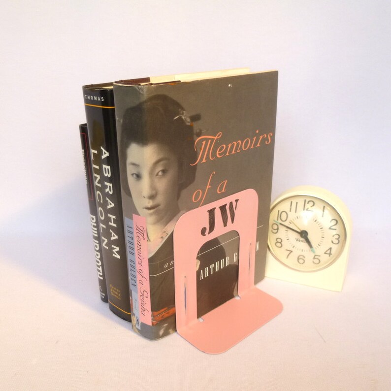 CUSTOM INITIAL BOOKENDS/ up Cycled Pink Metal Bookends Etsy