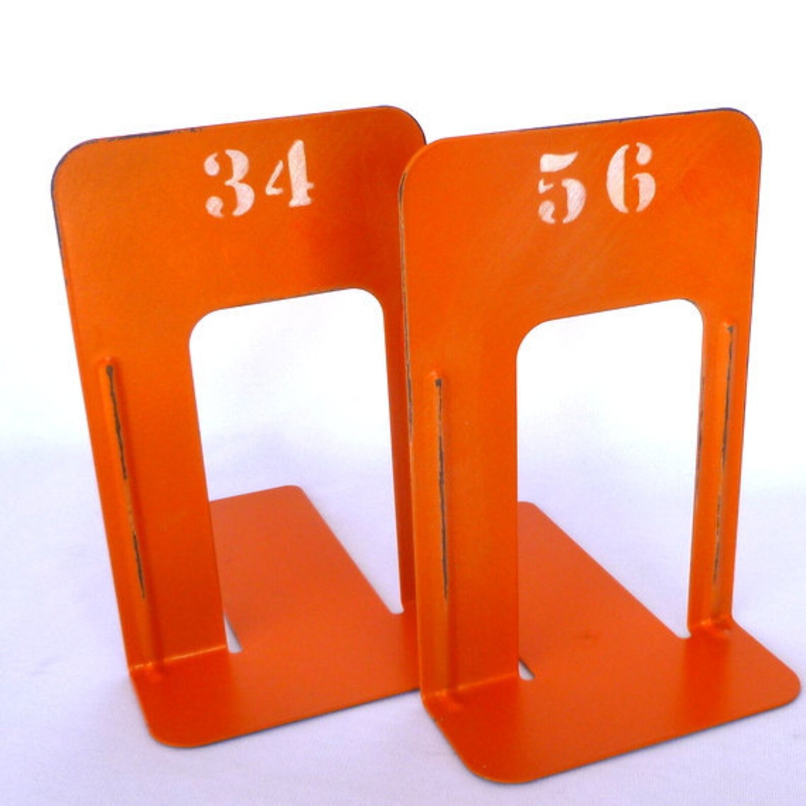 INDUSTRIAL STYLE Orange BOOKENDS Etsy