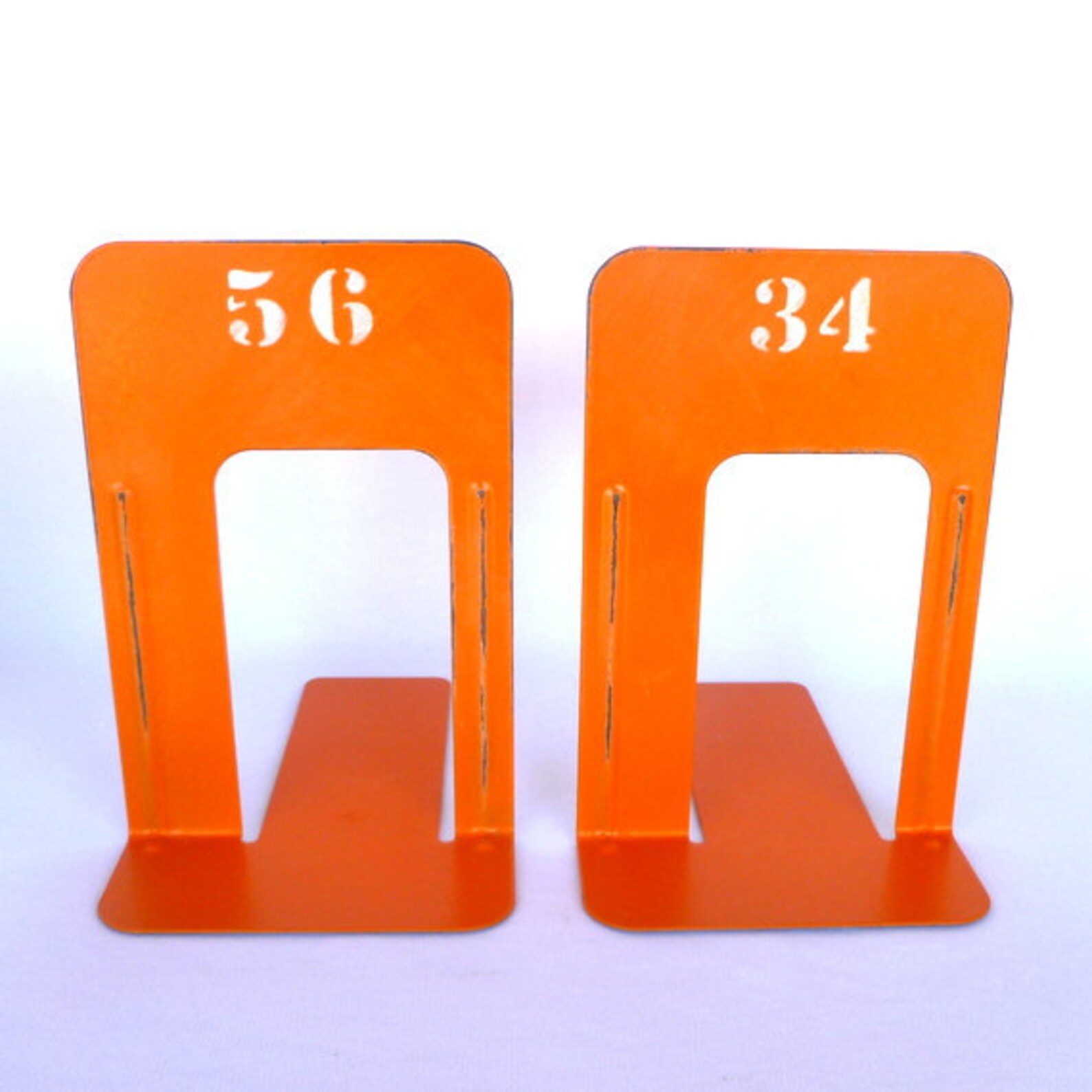INDUSTRIAL STYLE Orange BOOKENDS Etsy