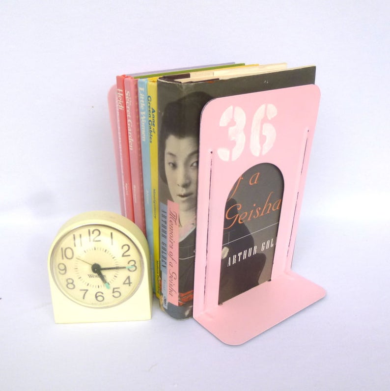 Up Cycled INDUSTRIAL PINK BOOKENDS Etsy