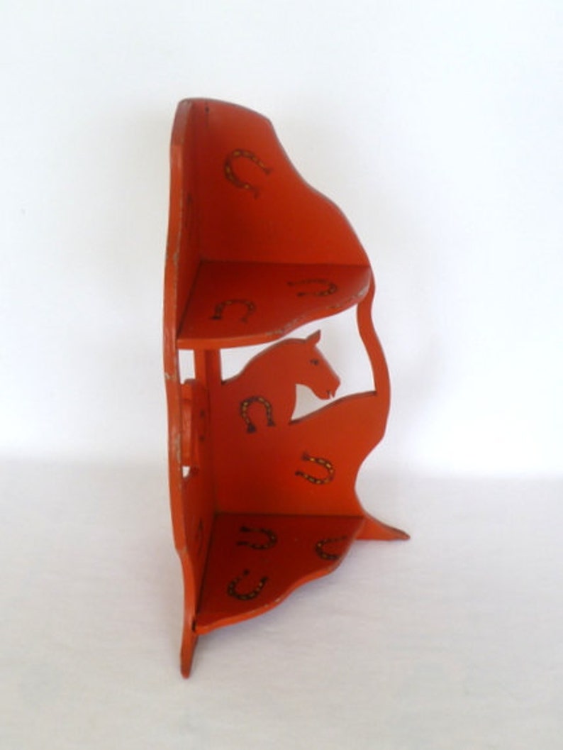 Vintage RED HORSE Corner SHELF Etsy