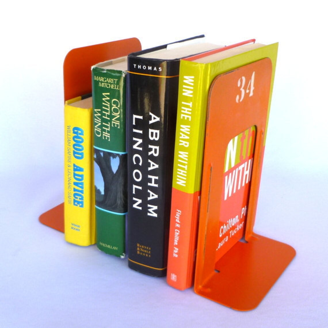 INDUSTRIAL STYLE Orange BOOKENDS Etsy