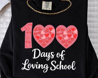 100 días de amor escolar PNG, diseño de San Valentín para maestros (descarga digital)