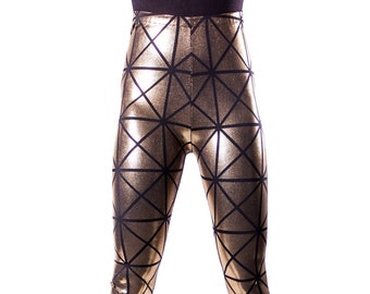 Gold Hologramm Leggings, Cruella De Vil, Cruella Kostüm, Gold Metallic Leggings, Heilige Leggings, Burning Man, Schwarz und Gold, Gold Hose