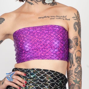 Paarse zeemeermin tube top - zeemeermintop - zeemeerminkostuum - de kleine zeemeermin - zeemeermin-bh - halloweenkostuum - zeemeerminbikini - rekbare zeemeermin