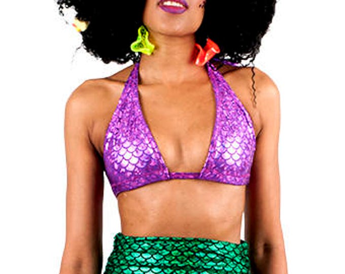 Oceanus Purple Mermaid Bikini Top