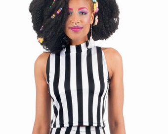 Beetle Stripe Top- Stripe Turtleneck- Costume- Halloween Costume- Cosplay- Black White Stripe Top- Beetle Costume- Black and White Stripes