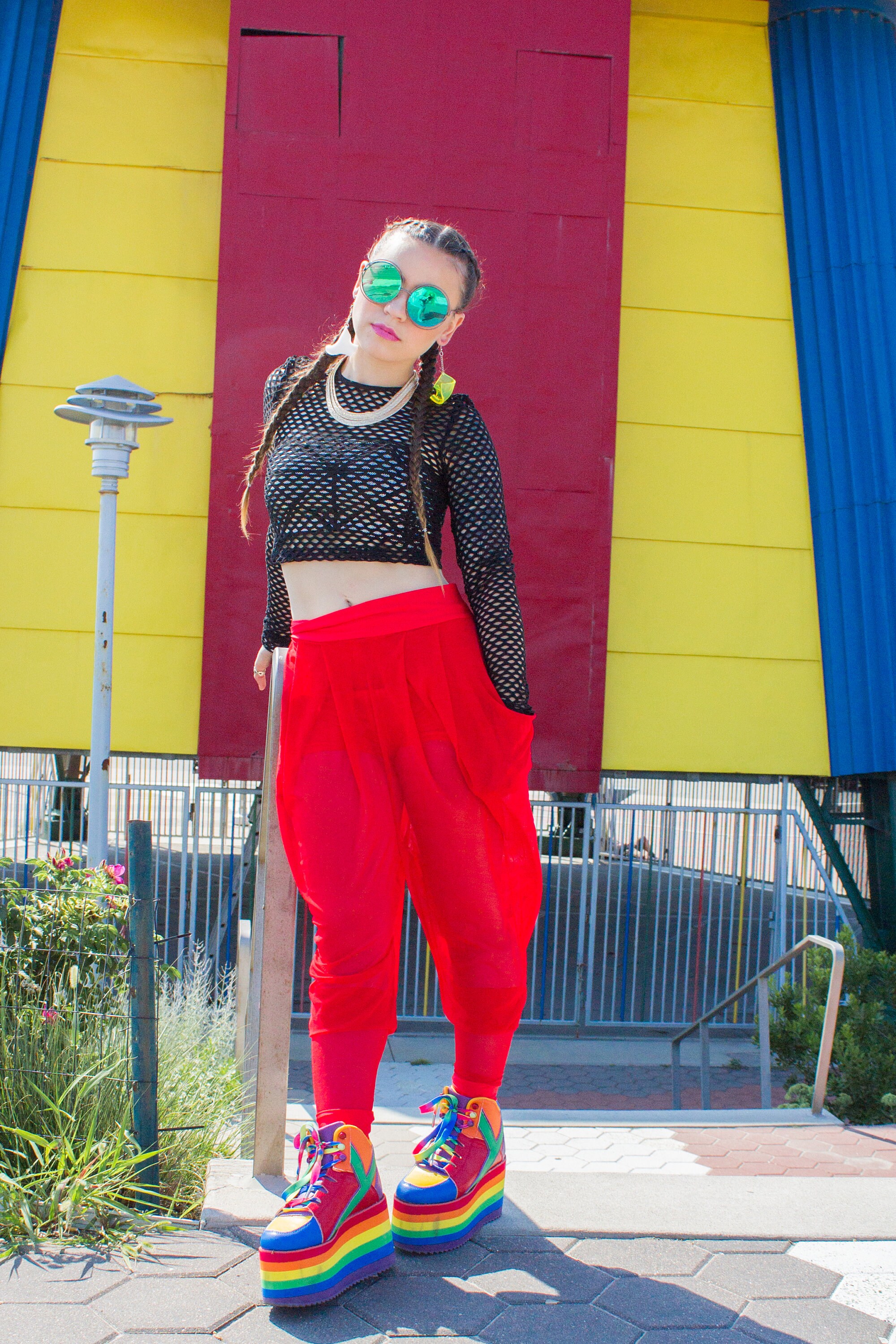 Red Sheer Mesh Unisex Harem Pants- Mc Hammer Pants- Drop