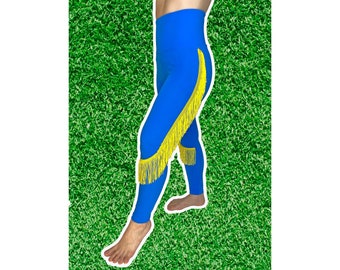 LA Chargers Leggings- Chargers Fringe Leggings-Chargers Football Leggings-Yoga Leggings-Fringe Leggings-Drag Queen Costume