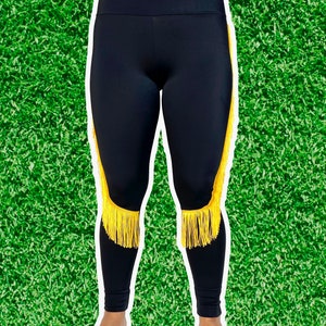 Pittsburgh Steelers Leggings-Steelers Fringe Leggings-Steelers Football Leggings-Yoga Leggings-Fringe Leggings-Drag Queen Costume image 2