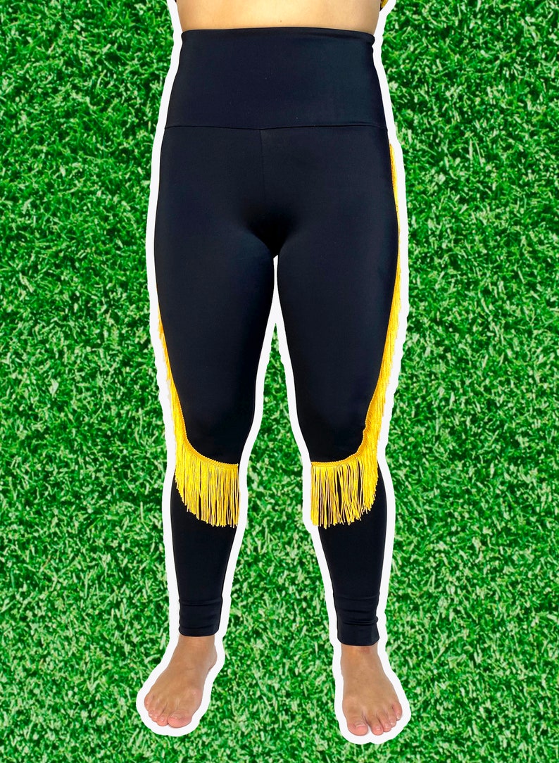 Pittsburgh Steelers Leggings-Steelers Fringe Leggings-Steelers Football Leggings-Yoga Leggings-Fringe Leggings-Drag Queen Costume image 2