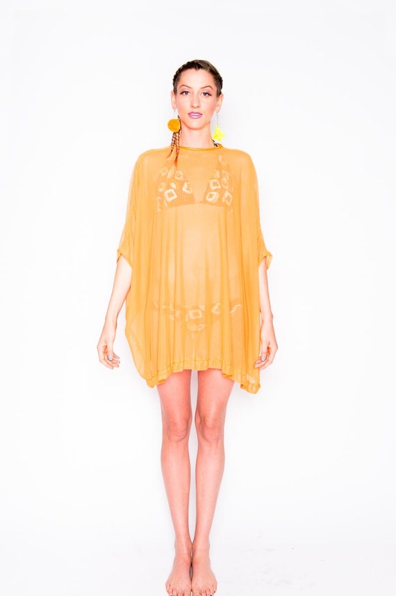 neon orange mesh dress