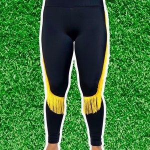 Pittsburgh Steelers Leggings-Steelers Fringe Leggings-Steelers Football Leggings-Yoga Leggings-Fringe Leggings-Drag Queen Costume image 5