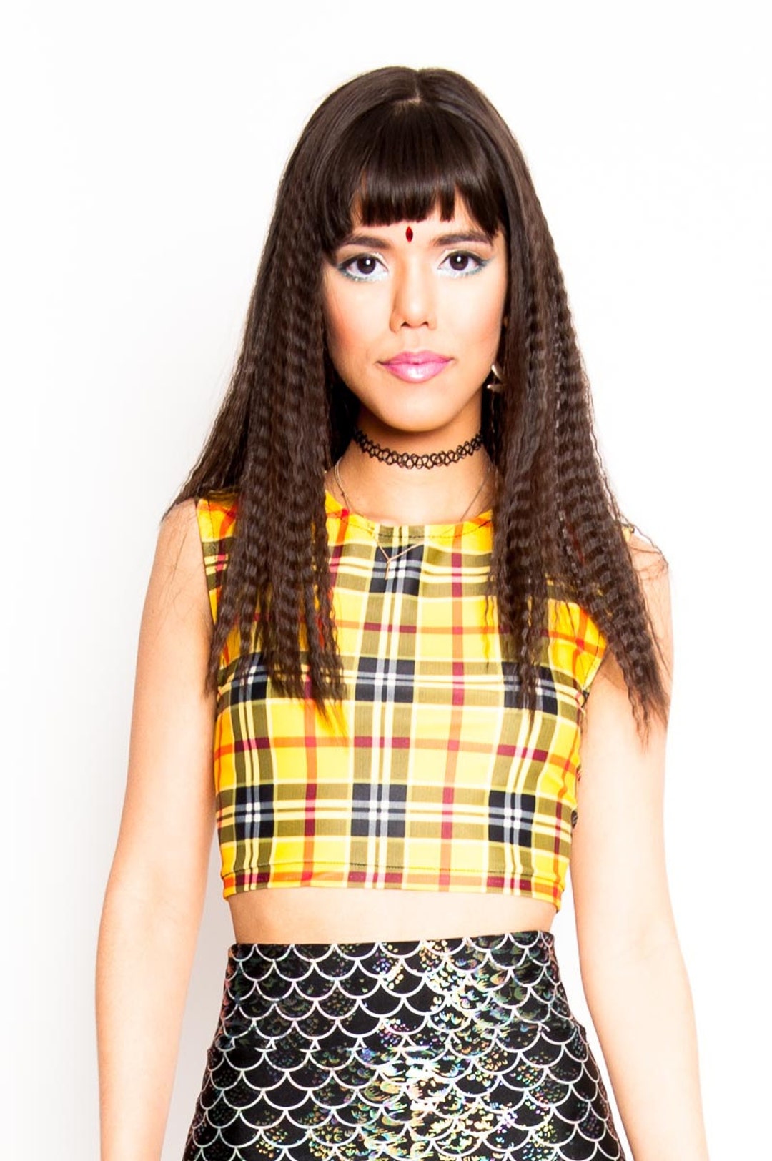 Yellow Plaid Crop Top Clueless Costumecher Costume 90s Fashion