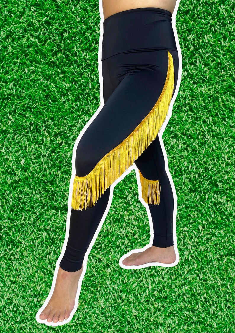 Pittsburgh Steelers Leggings-Steelers Fringe Leggings-Steelers Football Leggings-Yoga Leggings-Fringe Leggings-Drag Queen Costume image 4