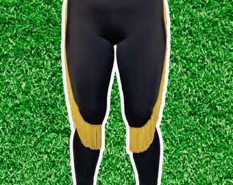 New Orleans Saints Leggings-Saints Fringe Leggings-Saints Football Leggings-Yoga Leggings-Fringe Leggings-Drag Queen Costume