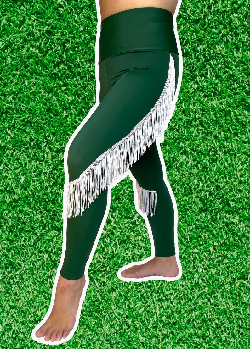 New York Jets Leggings Jets Fringe Leggings-Jets Football Leggings-Yoga Leggings-Fringe Leggings-Drag Queen Costume image 4