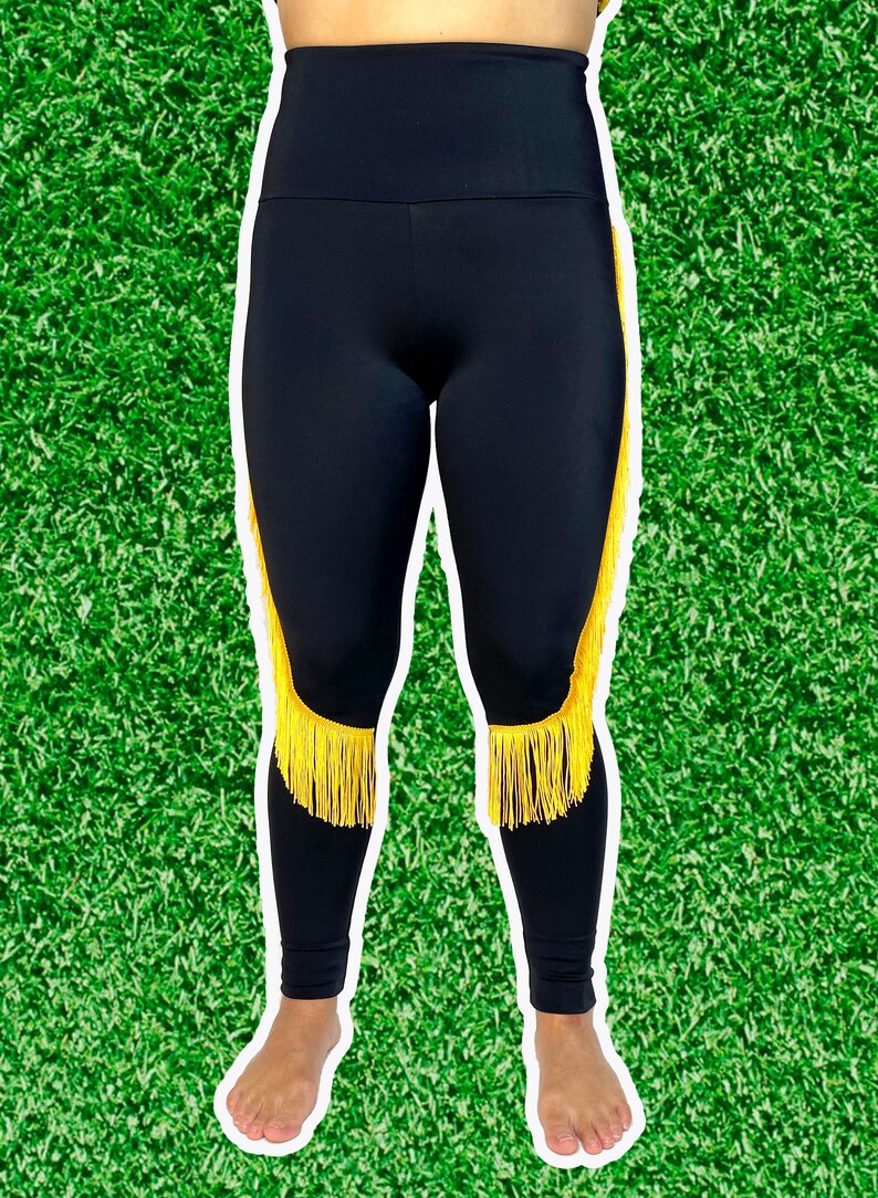 Pittsburgh Steelers Leggings-Steelers Fringe Leggings-Steelers Football Leggings-Yoga Leggings-Fringe Leggings-Drag Queen Costume image 8