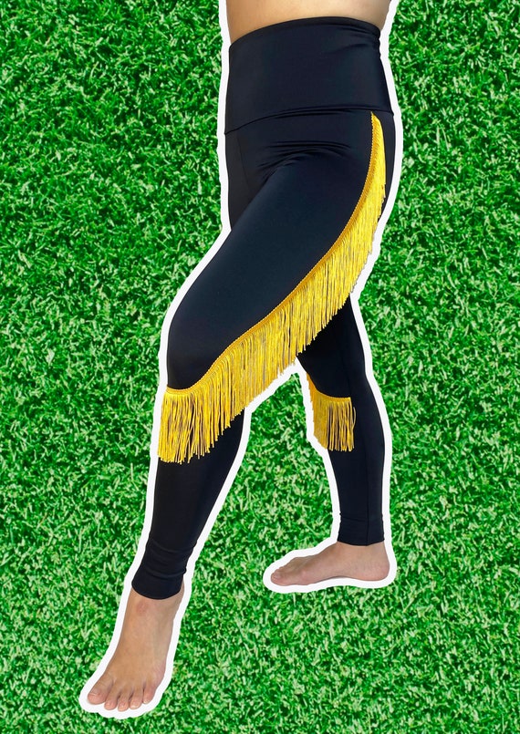 Pittsburgh Steelers Leggings-steelers Fringe Leggings-steelers Football  Leggings-yoga Leggings-fringe Leggings-drag Queen Costume 
