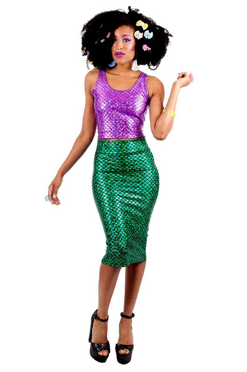 Purple Mermaid Tank Top Mermaid Crop Top Fish Scale Top | Etsy