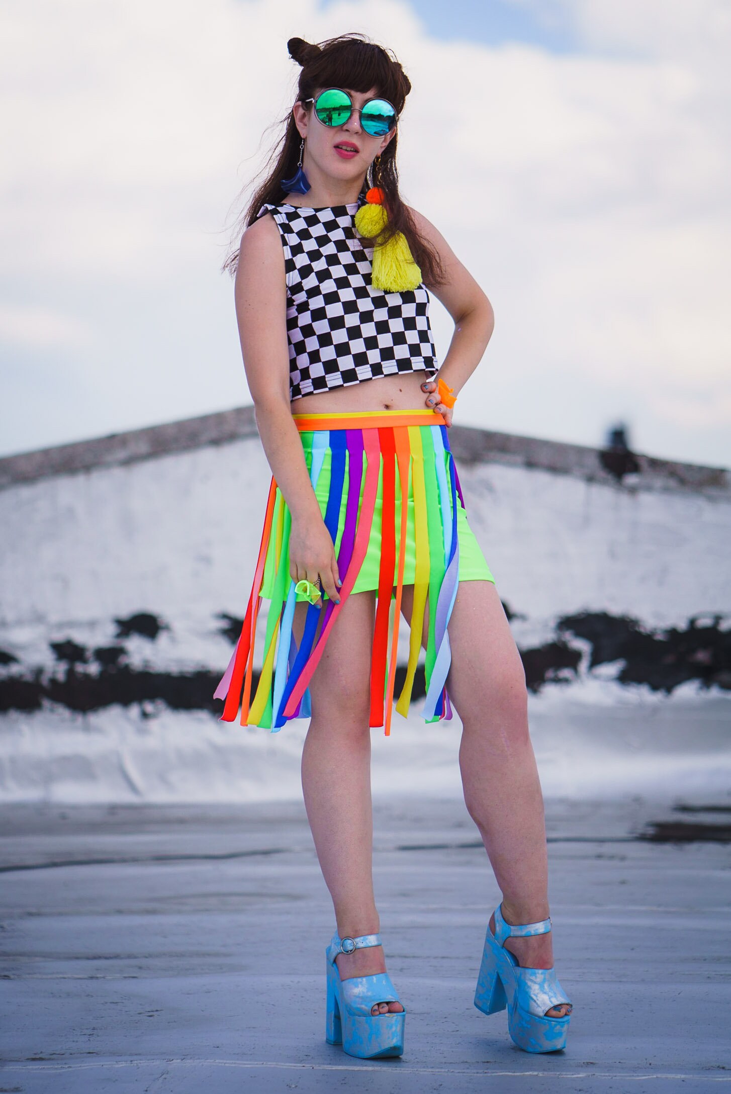 Rainbow Stripe Fringe Neon Gay Pride Skirt Unisex Skirt Burning Man rave Dance Costume Plus Size Fringe Skirt circus Acrobat Etsy UK