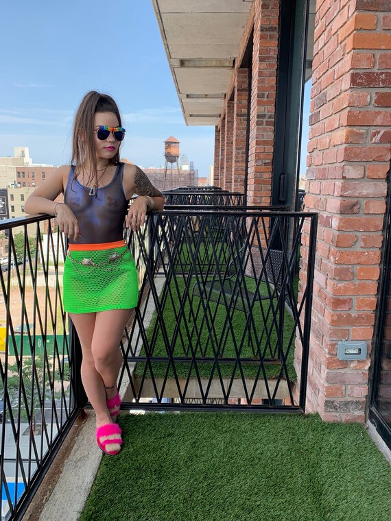 festival mesh mini skirt