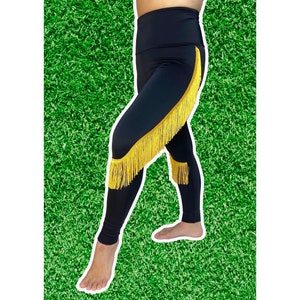 Pittsburgh Steelers Leggings-Steelers Fringe Leggings-Steelers Football Leggings-Yoga Leggings-Fringe Leggings-Drag Queen Costume image 1