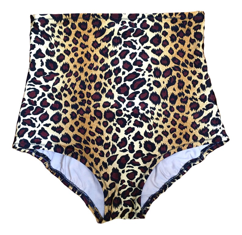 Leopard High Waisted Swim Bottomleopard Bikiniplus Size Etsy