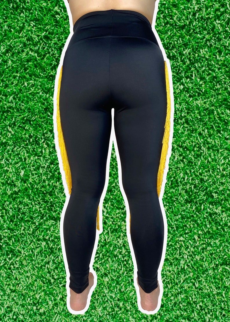 Pittsburgh Steelers Leggings-Steelers Fringe Leggings-Steelers Football Leggings-Yoga Leggings-Fringe Leggings-Drag Queen Costume image 6