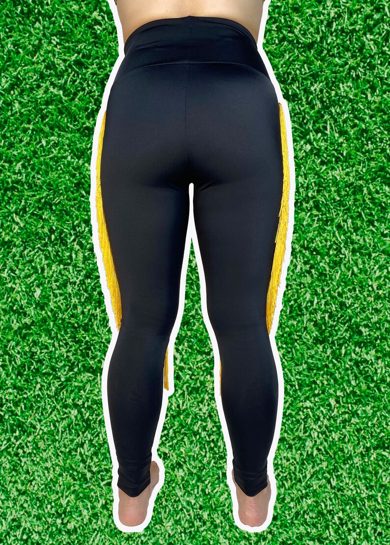 Pittsburgh Steelers Leggings-Steelers Fringe Leggings-Steelers Football Leggings-Yoga Leggings-Fringe Leggings-Drag Queen Costume image 3