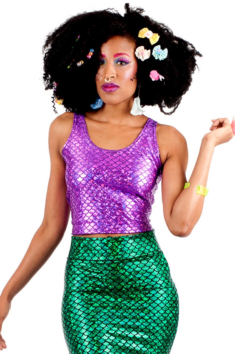 Purple Mermaid Tank Top Mermaid Crop Top Fish Scale Top | Etsy