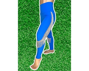 Detroit Lions- Lions Fringe Leggings-Lions Football Leggings-Yoga Leggings-Fringe Leggings-Drag Queen Costume