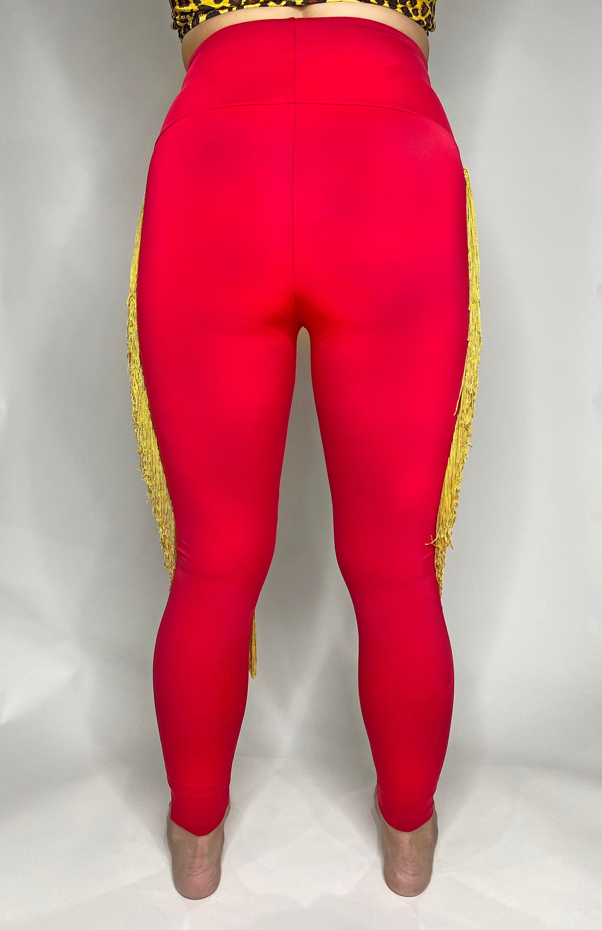 Squeaky Chimp San Francisco 49ers Sports Football Uniform Leggings (Color: 49ers Gold, Size: XL, Legging Length: Full Length)