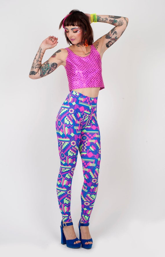 Neon 90s Print Leggings, 90s Pants, Y2K Fashion, Fresh Prince of Bel Air,  Halloween, Costume, Stage Outfit -  Canada