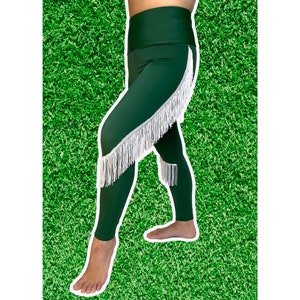 New York Jets Leggings Jets Fringe Leggings-Jets Football Leggings-Yoga Leggings-Fringe Leggings-Drag Queen Costume image 1